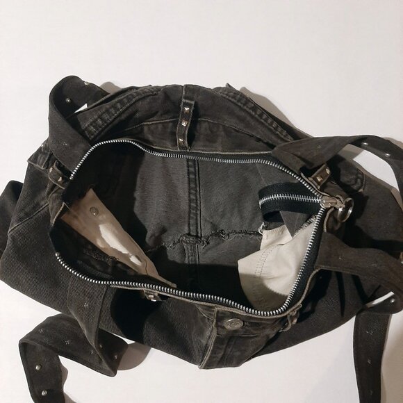 handmade shoulder bag purse made from black jeans chrome studs unique super cute - Picture 7 of 11